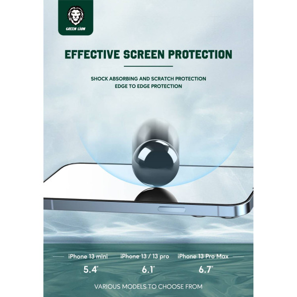 Green Mirror Reflection Glass Screen Protector For Iphone 13 /13 Pro 6.1