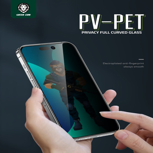 Green Lion 3D PET Privacy Glass Screen Protector Black for iPhone 14 Pro