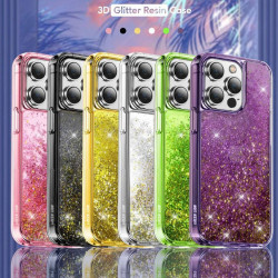 Green Glitter Resin case Gold for iPhone 14 Pro Max