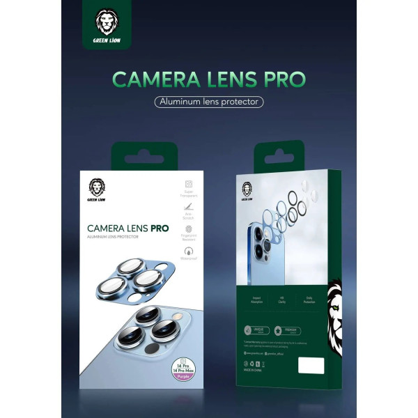 Green Camera Lens Pro Aluminum Protector For iPhone 14 Pro /14 Pro Max Silver