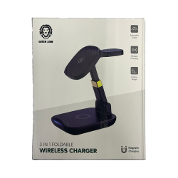 Green Lion 3 in 1 Foldable Wireless Charger - Black