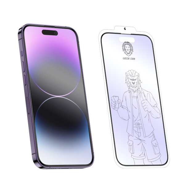 Green Lion 9H Purple Protection Matte Glass for iPhone 14 Pro Max