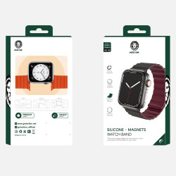 Green Lion Silicone Magnetic Watch Band, Compatible with Apple Watch 42/44/45MM - Black / Red