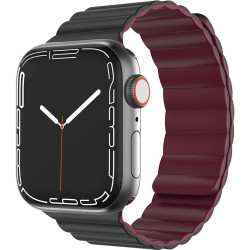 Green Lion Silicone Magnetic Watch Band, Compatible with Apple Watch 42/44/45MM - Black / Red