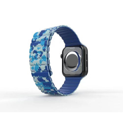 Green Lion Silicone Magnetic Watch Band, Compatible with Apple Watch 42/44/45MM - Navy Camouflage