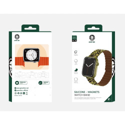 Green Lion Silicone Magnetic Watch Band, Compatible with Apple Watch 42/44/45MM - Forest Camouflage