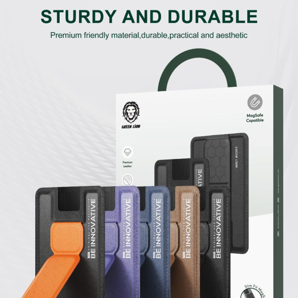 Green Lion Magsafe Wallet Stand - Orange / Black