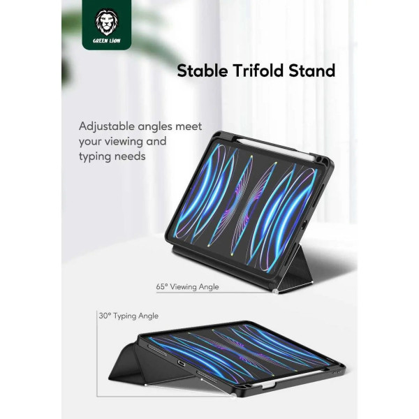 Green Lion Hogo Leather Folio Case for iPad 12.9 - Green