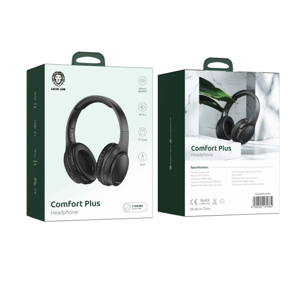 Green lion Comfort Plus Over Ear headphones - Black
