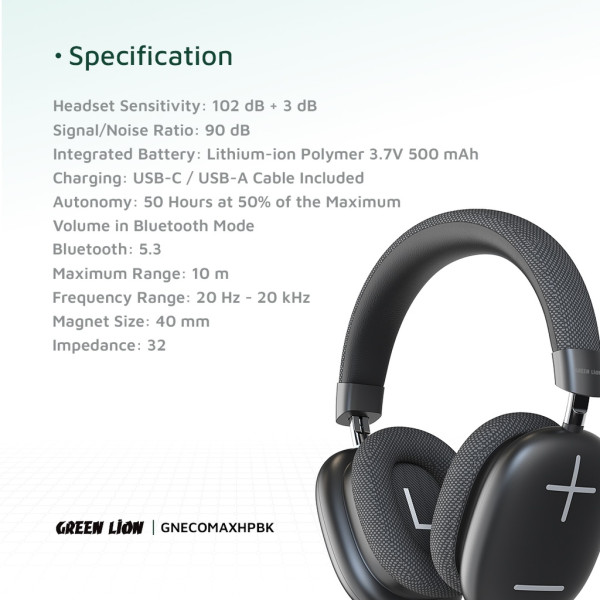 Green Lion Echo Max Headphone - Black