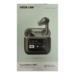 Green Lion TouchWave Wireless Earphones ANC LCD Touch Screen - Black