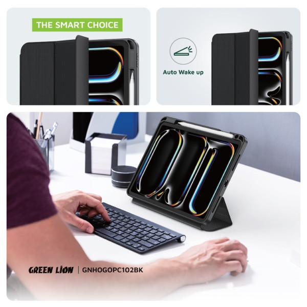 Green Lion Hogo Leather Folio Case for iPad 9 / 10.2 - Black