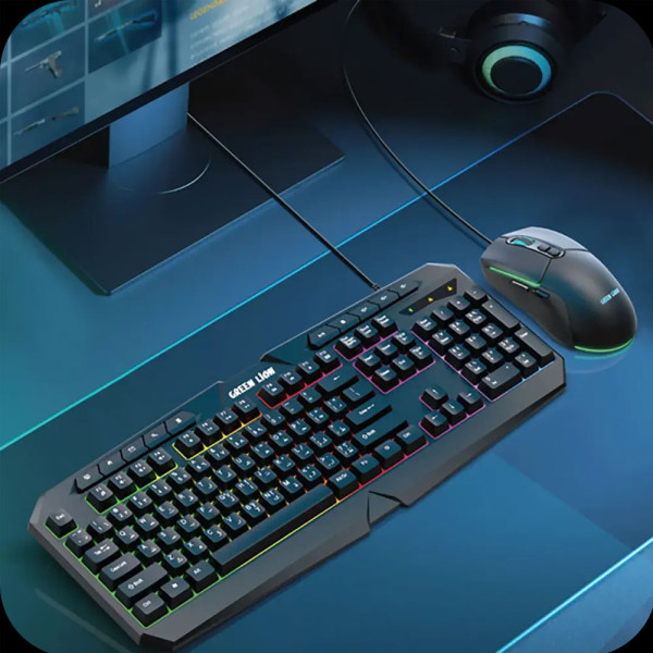 Green Lion GK-400 RGB Gaming Keyboard + Mouse - Black