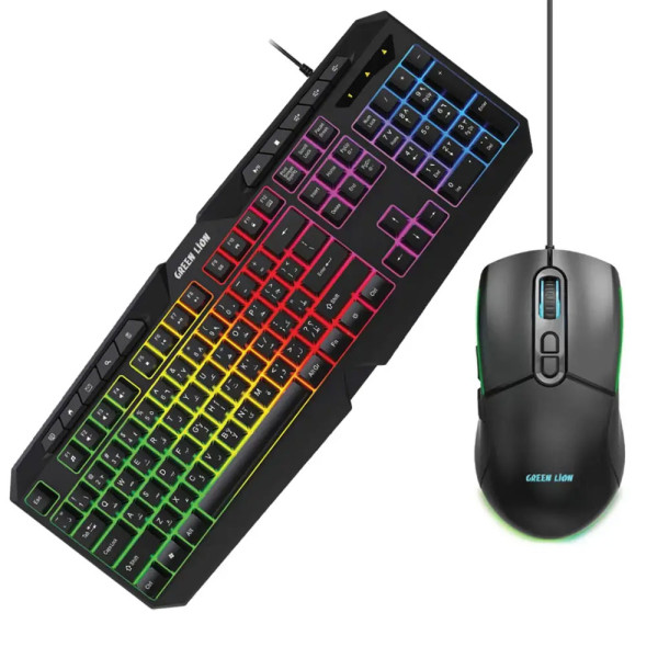 Green Lion GK-400 RGB Gaming Keyboard + Mouse - Black