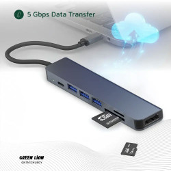Green Lion 7-in-1 USB-C Hub - Gray