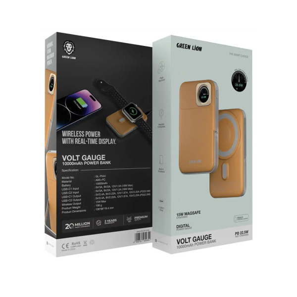 Green Lion Volt Gauge 10000mAh Power Bank PD 22.5W - Orange