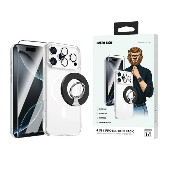 Green Lion 4 In 1 Protection Pack for iPhone 17 Pro Clear