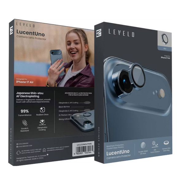 Levelo LucentUno Lens Protector With 99% Transmittance for iPhone 17 Air Blue Levelo LucentUno Lens Protector With 99% Transmittance for iPhone 17 Air Blue