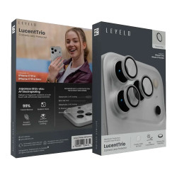 Levelo LucentTrio Lens Protector With 99% Transmittance for iPhone 17 Pro/Pro Max Titanium Silver