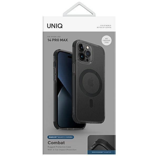 Uniq Hybrid Case For Iphone 14 - 6.7 Pro Max (2022) Magclick Charging Combat (Af) - Concrete (Charcoal)