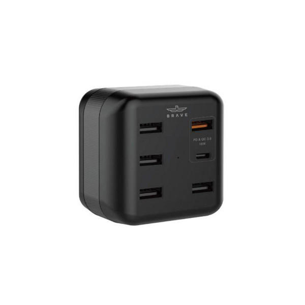 BRAVE 45 W 6-Ports Smart Power Adapter Type-C PD + QC 3.0