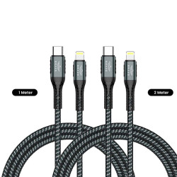 BRAVE BDC-42 Aluminum alloy Type-C to Lightning Black (1m+2m)