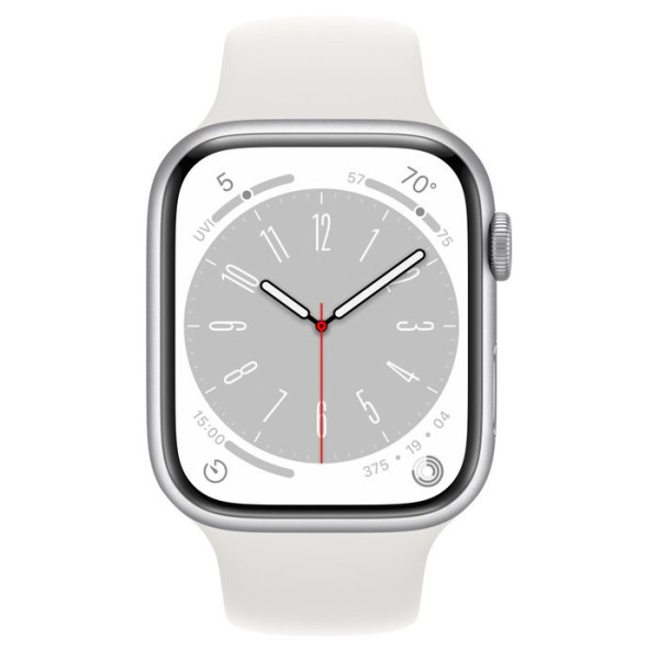 Apple Watch Series 8 Gps + Cellular, 45Mm Silver Aluminum Case With White Sport Band - Regular