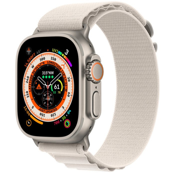 Apple Watch Ultra Titanium Case with Starlight Alpine Loop 49mm GPS + Cellular Small / MQFQ3