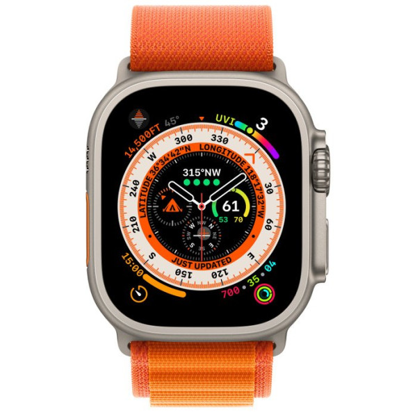 Apple Watch Ultra Titanium Case with Orange Alpine Loop 49mm GPS + Cellular Large