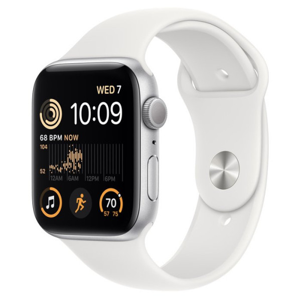 Apple Watch SE 2 (2022) GPS 44mm Silver Aluminium Case with White Sport Band