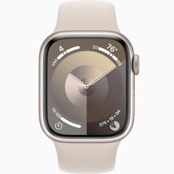Apple Watch Series 9 GPS 41mm Starlight Aluminium Case with Starlight Sport Band - S/M,(MR8T3)