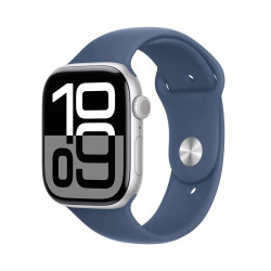 Apple Watch Series 10 GPS 46mm Silver Aluminium Case with Denim Sport Band - M/L