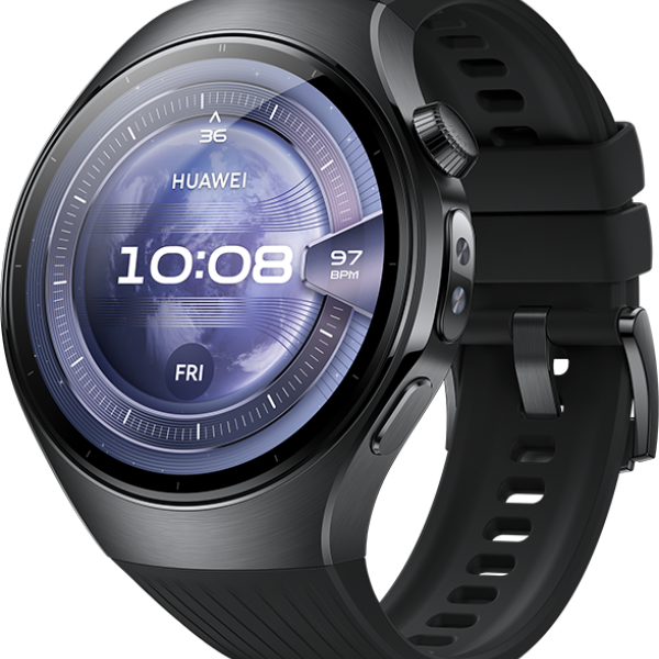 Huawei Watch 5 46MM LTE Black - Stainless Steel Case Black Fluoroelastomer Strap 