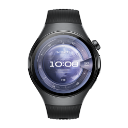 Huawei Watch 5 46MM LTE Black - Stainless Steel Case Black Fluoroelastomer Strap 