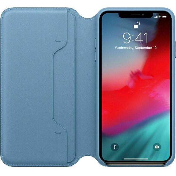 Buy Online Iphone Xs Max Leather Folio - Blue in Qatar