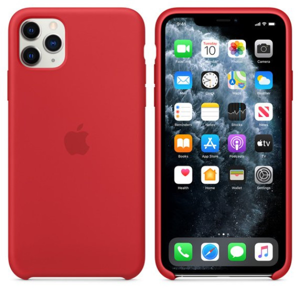 Buy Online Iphone 11 Pro Max Silicone Case Red in Qatar