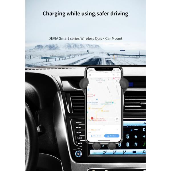 Buy Online Devia Smart Series Wireless Quick Charger Car Mount in Qatar