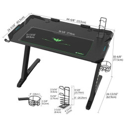 Eureka Ergonomic Z1-S Gaming Desk With Led Lights- Black Erk-Edk-Z1S Eureka Ergonomic Z1-S Gaming Desk With Led Lights- Black Erk-Edk-Z1S