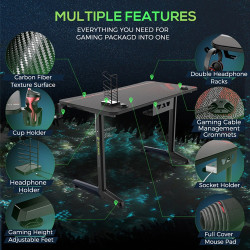 Eureka Gaming Captain Series Gip-P47 E-Sport Desk - Black Erk-Gip-P47B Eureka Gaming Captain Series Gip-P47 E-Sport Desk - Black Erk-Gip-P47B