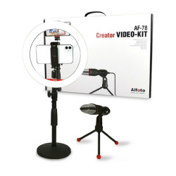 Alfoto AF78 10" Premium LED Ring Light Vlog Kit with Condenser Microphone