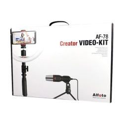 Alfoto AF78 10" Premium LED Ring Light Vlog Kit with Condenser Microphone