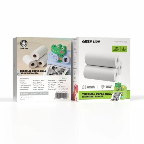 Green Lion Thermal Paper Roll for Instant Camera – 3 Rolls