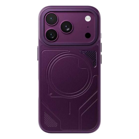 Levelo Opal MagSafe Hybrid Leather Armor Case with Metal Buttons for iPhone 18 Pro & Pro Max