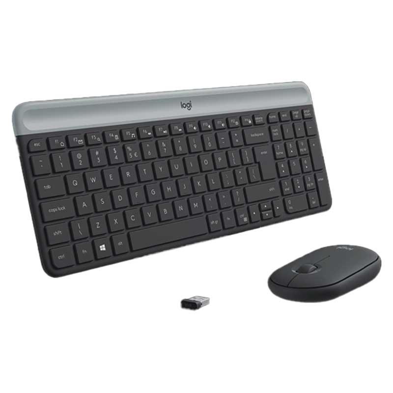 طقم لوحة مفاتيح وماوس لاسلكي نحيف Logitech MK470 – إنجليزي/عربي