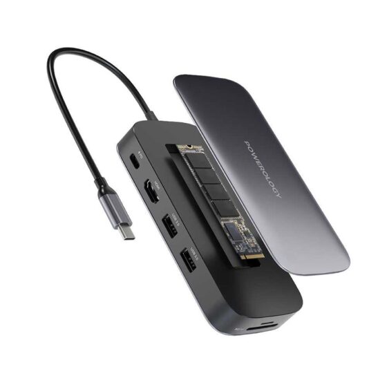 Powerology 256GB USB-C Hub & SSD Drive All-in-One PD 100W