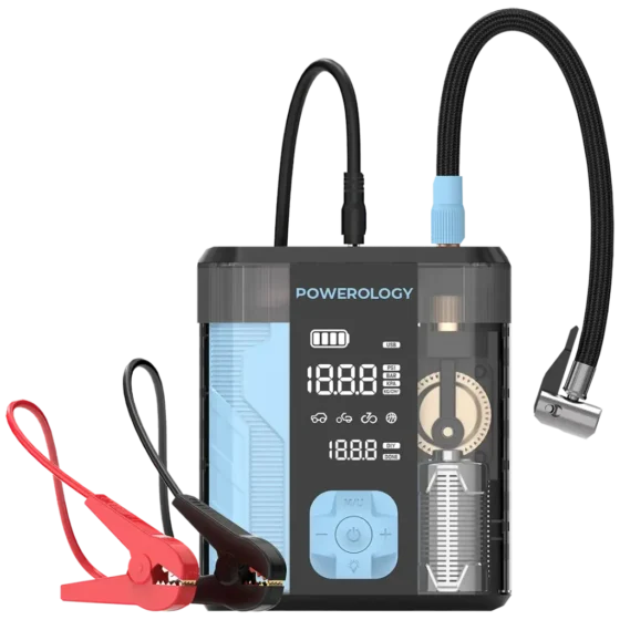Powerology 3-in-1 Jump Starter & Tire Inflator 12000mAh