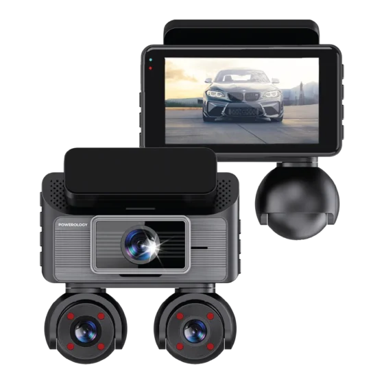Powerology Sentra Dash Camera with 3 Lenses & Rear Camera, GPS, Touch Screen – Black