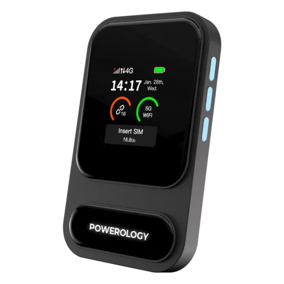 Powerology Starno Portable 4G LTE Mobile Hotspot with eSIM & Wi-Fi 6 – Black