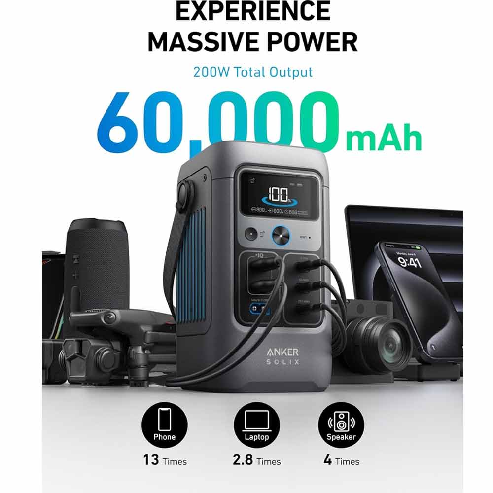 Anker SOLIX C200 DC Portable Power Station - 192Wh | 200W